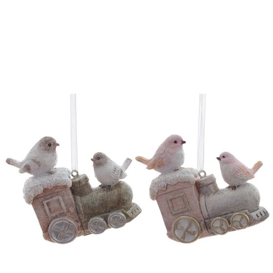 Изделие декоративное подвесное "Паровоз с птичками", L7 W3 H7 см, 2в.