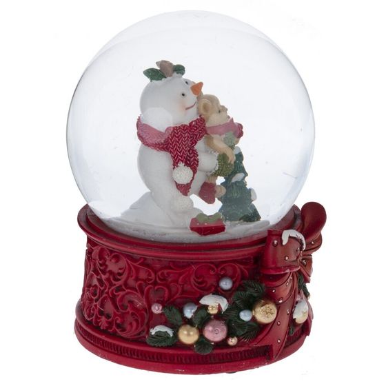 Фигурка декоративная &quot;Снеговик&quot; в стекл шаре (ключ, муз), L10 W10 H14 см, 2в.