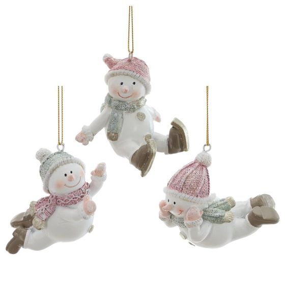 Фигурка декоративная подвесная &quot;Снеговик&quot;, L6 W6,5 H6,5 см, 3в.