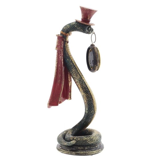 Фигурка декоративная с часами&quot;Змея&quot; (LR44х1 н/п), L12 W14 H35 см