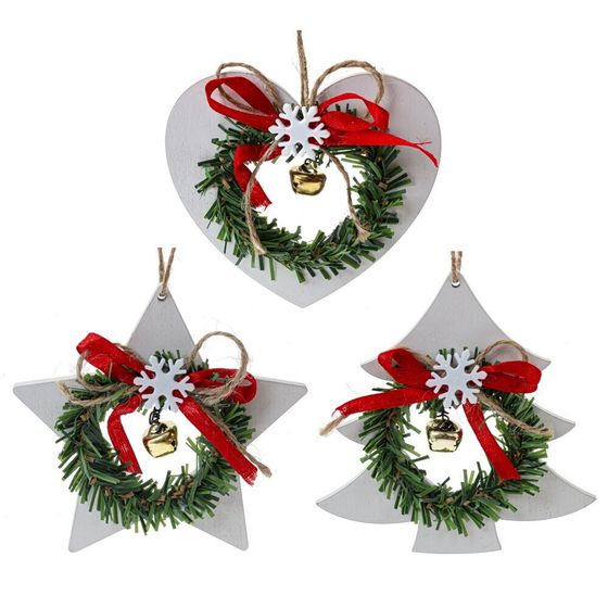 Изделие декоративное подвесное &quot;Сердце/Ёлка/Звезда&quot;, L10,5 W1 H9,5 см, 3в.