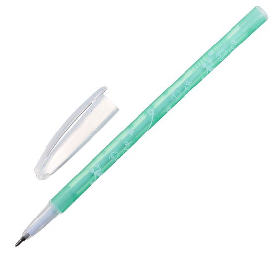 !09 Ручка шариковая (набор 20 штук) 0.5 мм, стержень синий, корпус с рисунком, цветная, тонированная, МИКС