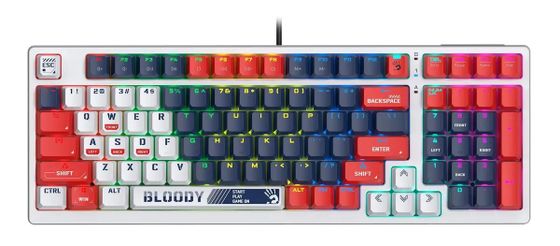 Клавиатура A4Tech Bloody S98 Sports Navy BLMS Plus LED игровая проводная синий/белый (S98 SPORTS NAVY BLMS RED PLUS)