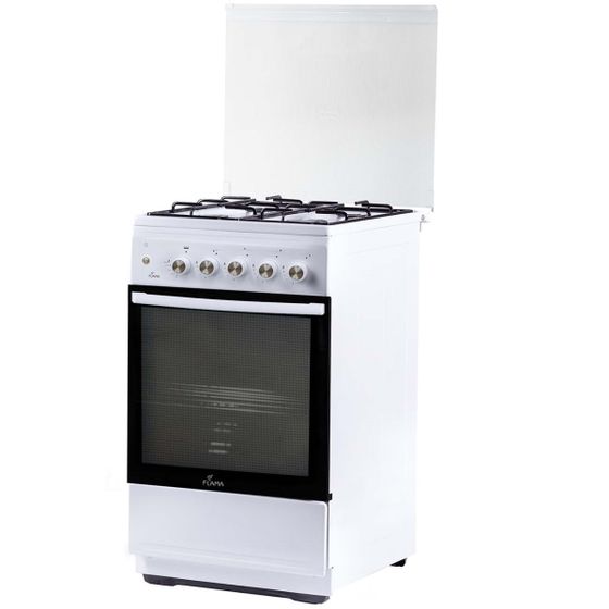 Плита газовая Flama N FG 24237 W белый (стеклянная крышка) реш.сталь