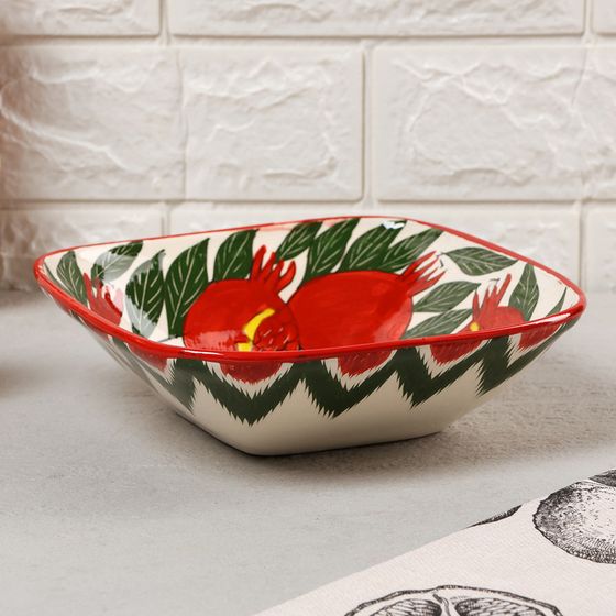 Салатница Риштанская Керамика &quot;Гранаты&quot;, 19 см, микс