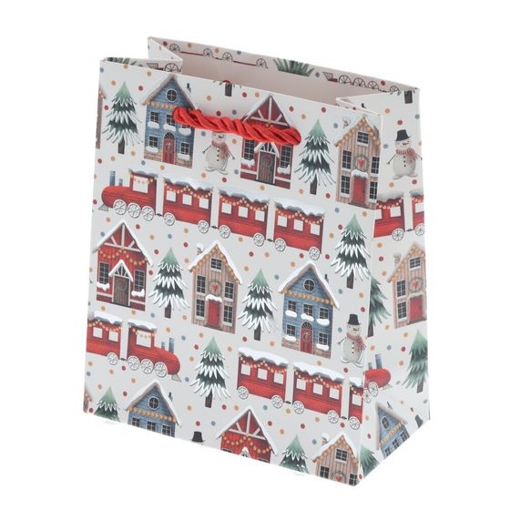 Пакет подарочный (бумага 210г/м2, блок 12шт), L12 W6 H14 см, 4в.