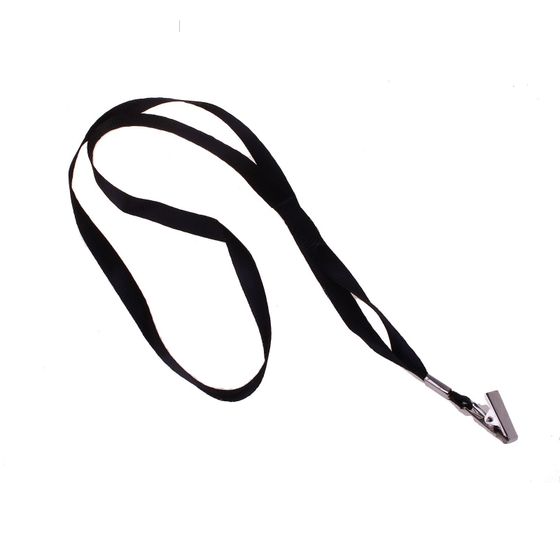 !Лента для бейджа, ширина-10 мм, 10 Штук, длина-80 см, с металлической прищепкой, чёрная