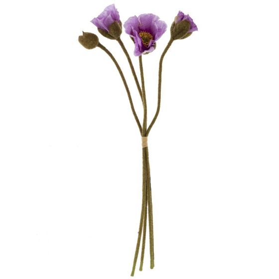 Цветы искусственные "Букет маков", L14 W12 H52 см