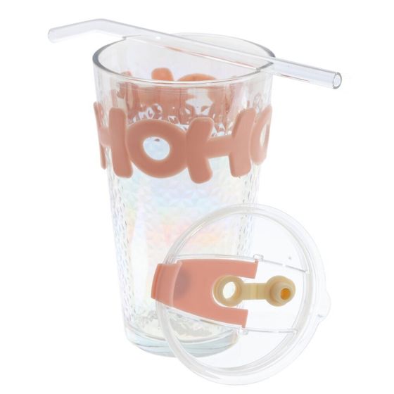 Стакан с трубочкой, 450 мл, L9 W9 H0,5 см, 3в.