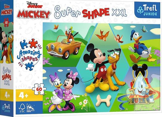 Trefl Puzzle 60 elementy Super Shape XXL Z Mikim zawsze jest wesoło