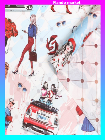 !Бумага упаковочная 2 листа глянцевая двусторонняя &quot;Красотка&quot;, 70 х 100 см