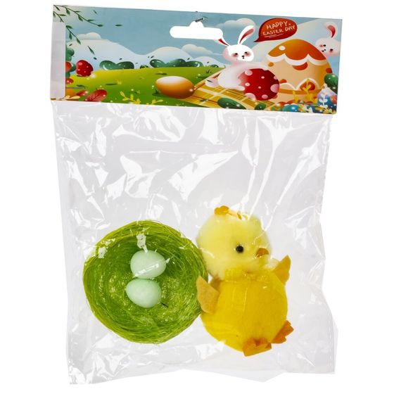 Фигурка декоративная "Цыпленок с гнездом", L13 W4 H19 см