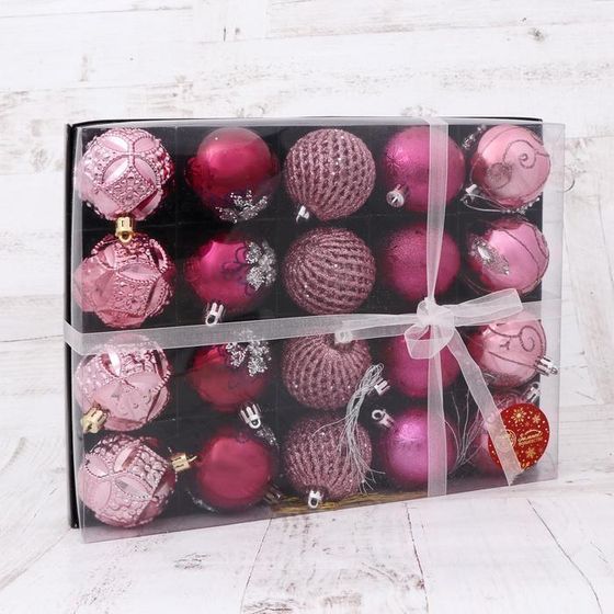 !09 Набор елочных игрушек(20 штук): Ёлочные игрушки &quot;Лаурен узоры&quot; d=6 см, цвет микс