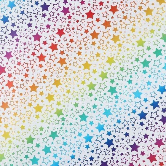 !09 Бумага упаковочная 4 листа глянцевая «Радужные звезды», 70 х 100 см