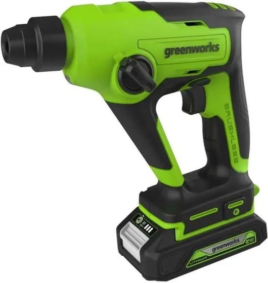 Перфоратор аккумуляторный GreenWorks GD24SDS1K2 SDS+ уд.:1.2Дж 24V АКБ 2Ач и ЗУ (3803107UA)
