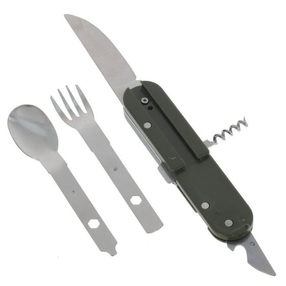 Набор из 7-ми предм: 2 фляжки 210/120 мл, ручка, фонарь, компас, открывалка, складной н-р,  Д18 Ш23,