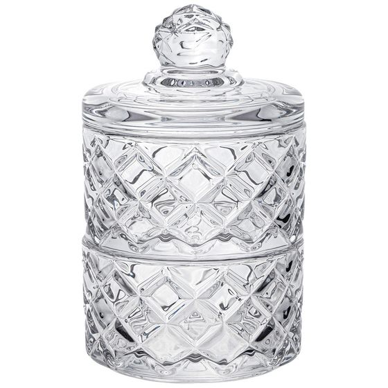 ЕМКОСТЬ ДЛЯ ХРАНЕНИЯ LEFARD С КРЫШКОЙ 2 ЯРУСА &quot;DIAMANT&quot; 8*14 СМ, 180 МЛ (КАЖДАЯ)