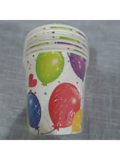 !09 Бумажные стаканы (наборы 12 штук) "ШАРИКИ" 250 мл.