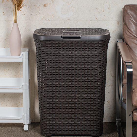 Корзина для белья RATTAN STYLE 60л темно-коричневая