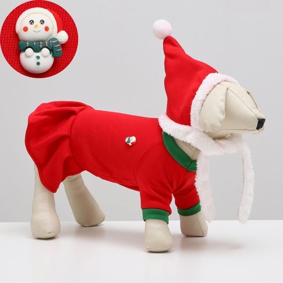 Новогодний костюм &quot;Снегурочка&quot; для собак, размер XS, красный (ДС 18, ОШ 22, ОГ 30 см)