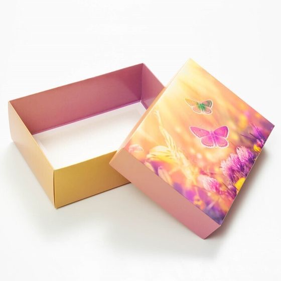 !09 Подарочная коробка (набор 4 штуки) сборная &quot;Рассвет&quot;, 21 х 15 х 7 см.