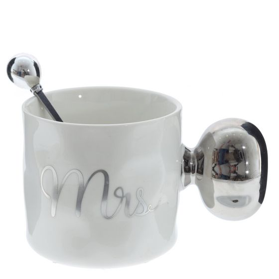 Кружка с ложкой, L9 W9 H8,5 см, дизайн микс.