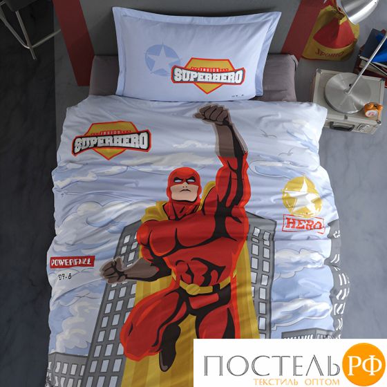 Постельное белье &quot;Карвен&quot; YOUNG STYLE ранфорс 1,5 спальн.Superhero Grey v-1