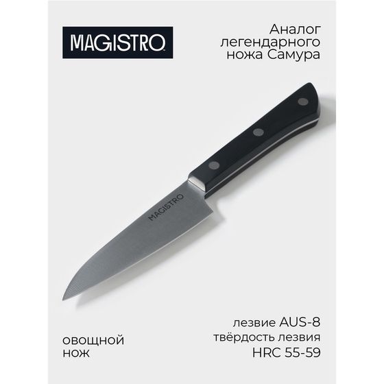 Нож кухонный овощной Magistro Hinshitsu, нержавеющая сталь, 10,6 см, чёрный