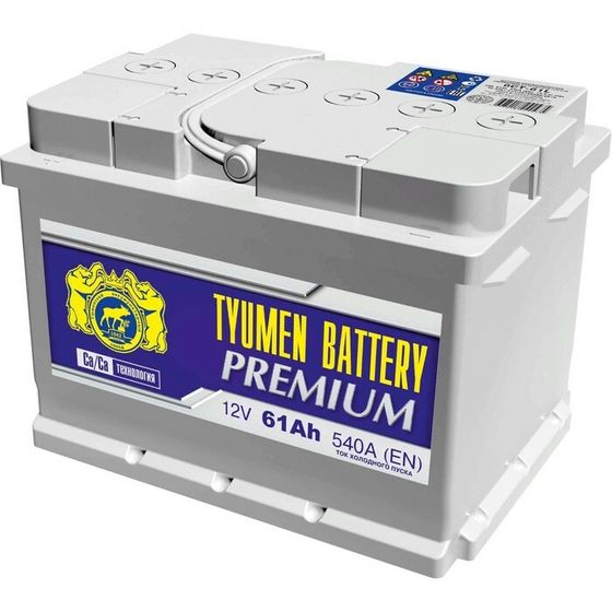 Аккумуляторная батарея Тюмень 61 Ач 6СТ-61LR Premium (низкая), обратная полярность