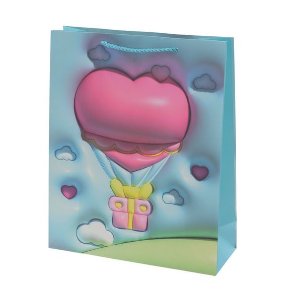 Пакет подарочный M (бумага 210г/м2, блок микс 12шт), L26 W10 H32 см, 4в.