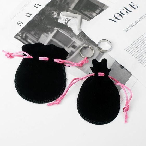 !Мешочек подарочный 5 штук 7*9см, цвет чёрно-розовый