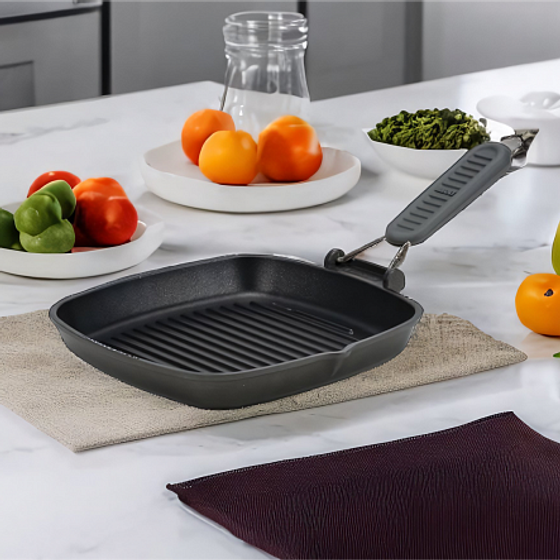 Гриль Saporelax 26x26см со складной силиконовой ручкой GREY