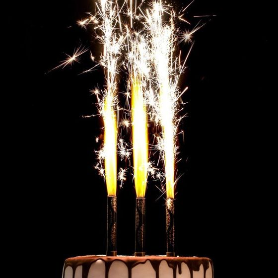 Свечи фонтаны для торта &quot;Золотой узор&quot;, 10 см, 30 секунд, 3 шт
