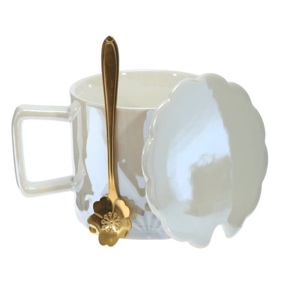 Кружка с крышкой, 420 мл, L13 W10 H9 см, цвет микс