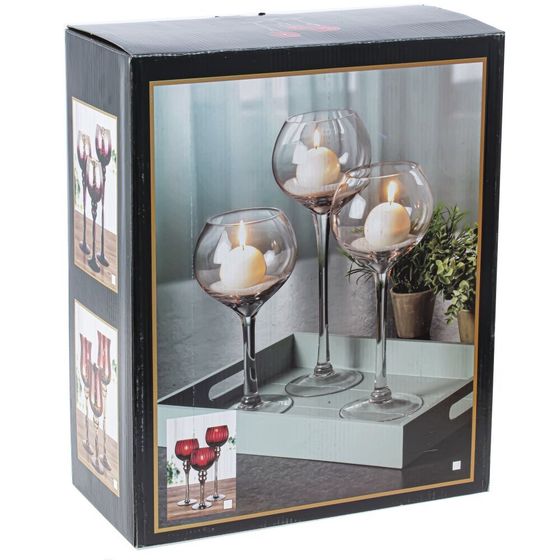 Набор из 3-х подсвечников, L38 W13 H35 см