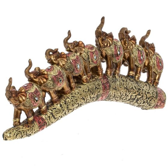 Фигурка декоративная "7 слонов", L42 W5 H18 см