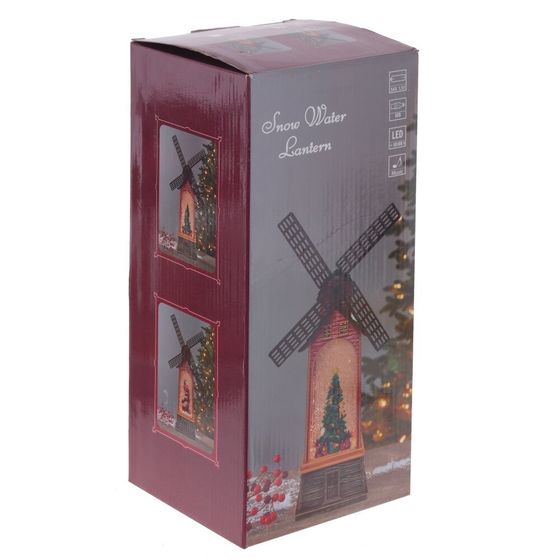 Изделие декоративное &quot;Мельница&quot; (подсвет, вьюга, муз, движ, AA х3 н/п +USB) L17 W10 H34 см