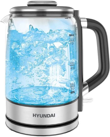 Чайник электрический Hyundai HYK-G5501 1.7л 2200Вт серебристый/черный