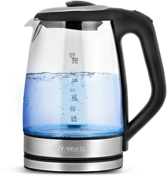 Чайник электрический Vitek VT-8800 2л 2200Вт черный/стальной