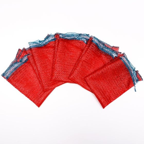 !09 Сетка овощная с ручками, 10 штук, красная, 30 х 47 см, 8 кг.