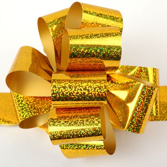 !09 Бант-шар (набор 12 штук) №5 голография, цвет желтый