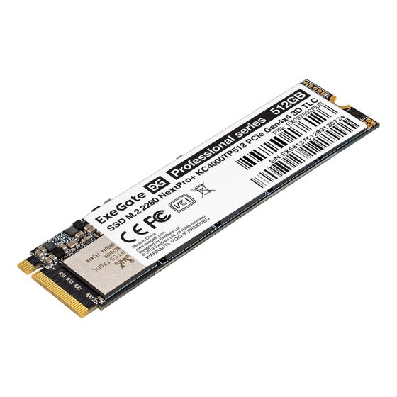 Накопитель SSD 512Gb ExeGate NextPro+ KC4000TP512 M.2 2280 PCI-E 4.0 x4 3D TLC (EX297592RUS)