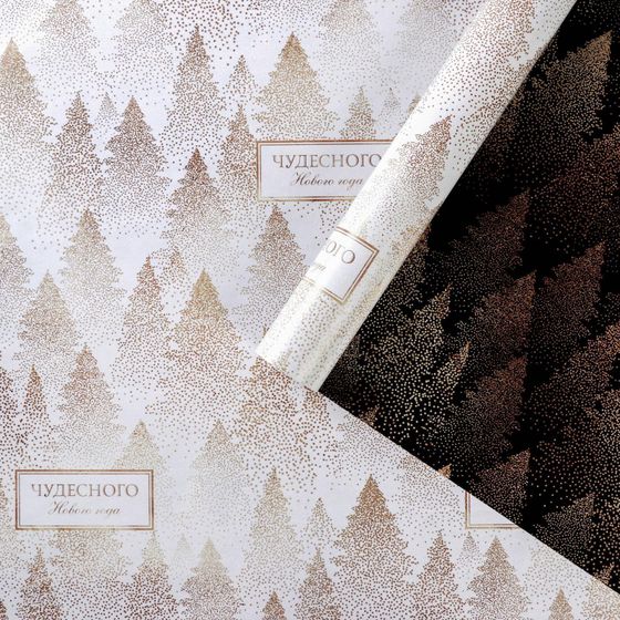 !09 Упаковочная бумага 2 листа глянцевая двусторонняя «Чудесного Нового года», 70 х 100 см.