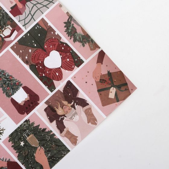 !09 Набор новогодней бумаги 3 листа крафт 50x70 см. дизайн микс