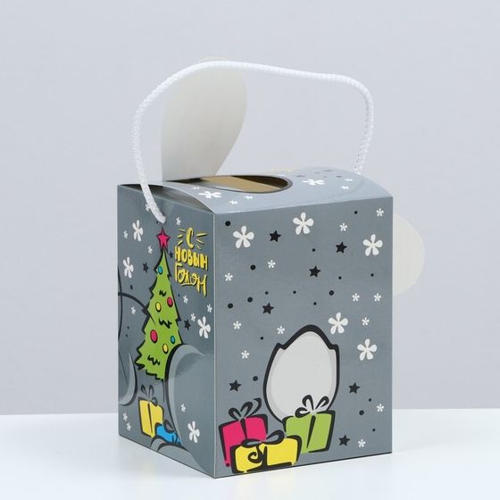 !Подарочная коробка кубик "Зайчонок", 12 х 12 х 15,5 см.