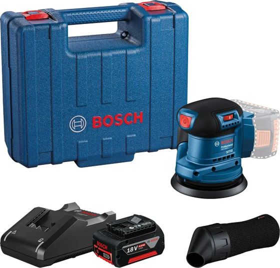 Эксцентриковая шлифмашина аккум. Bosch GEX 185-LI 18В АКБ 4Ач и ЗУ d=125мм (кейс) (06013A5021)