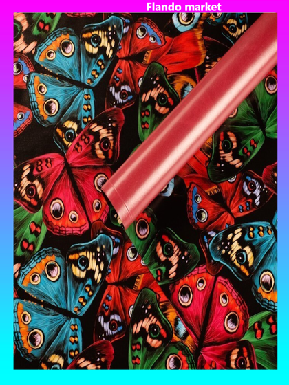 !09 Бумага глянцевая (набор 2 листа) двусторонняя «Бабочки», 70 × 100 см.