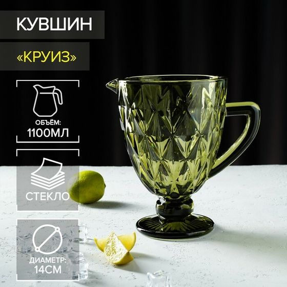 Кувшин для воды стеклянный Magistro «Круиз», 1,1 л, 14×19,5 см, цвет зелёный