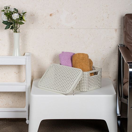 Корзина RATTAN STYLE BOX S  крышка кремовая