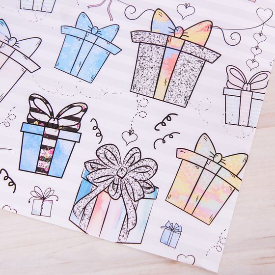 !09 Бумага упаковочная 2 листа глянцевая «Подарочки», 70 × 100 см